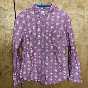 OLD NAVY Classic Pink Floral Patterned Button-Up